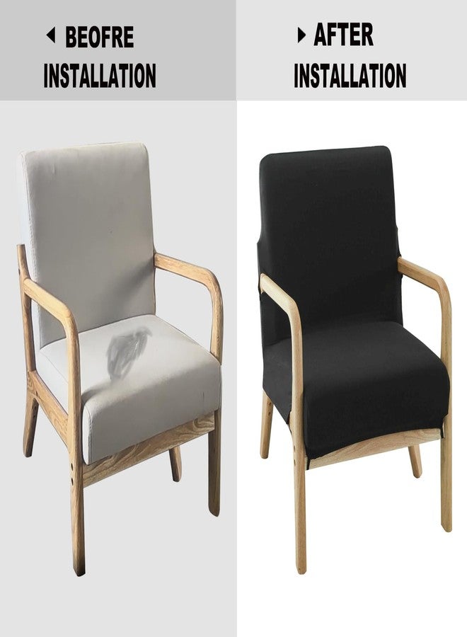 Deisy Dee Printed Mid-Century Modern Chair Cover, Stretch Reading Armchair Covers, Upholstered Living Room Chair Covers (Black) - Image 4